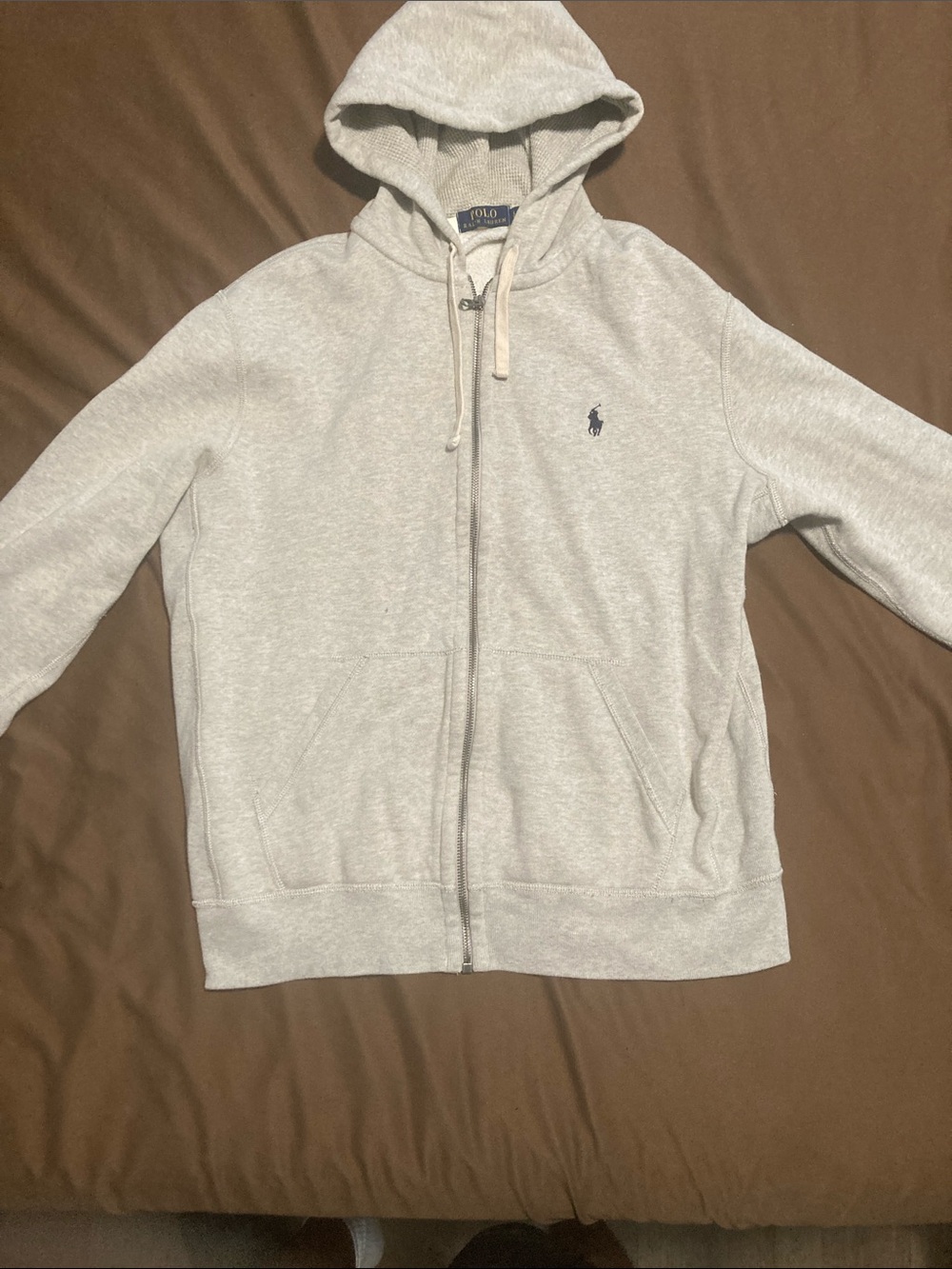 Ralph Lauren Grey Zip Hoodie with Navy Label